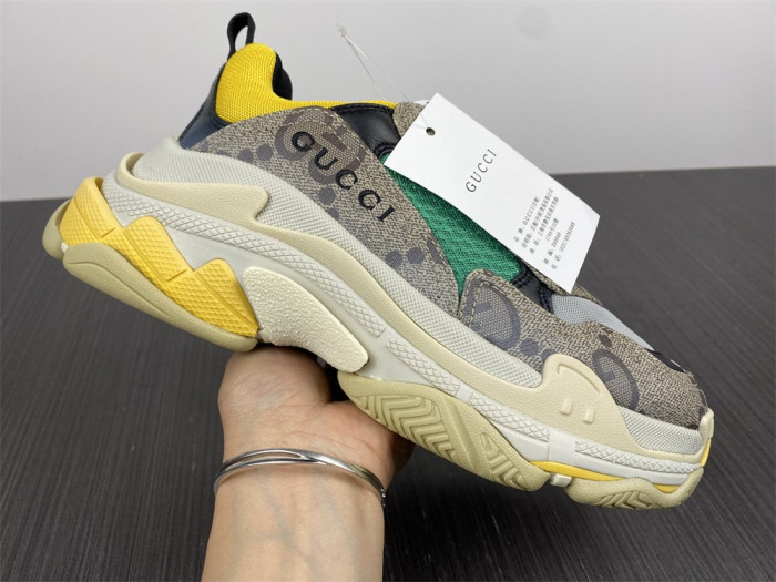 gu x balen the hacker project triple s beige green yellow 681067 umo20 9766