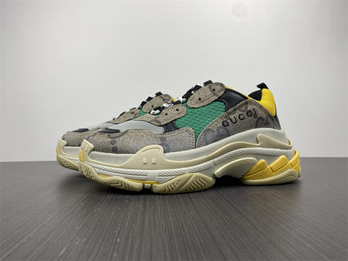 gu x balen the hacker project triple s beige green yellow 681067 umo20 9766