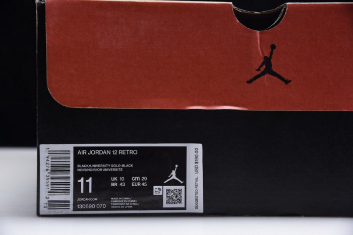 air jordan 12 retro black university gold 130690-070