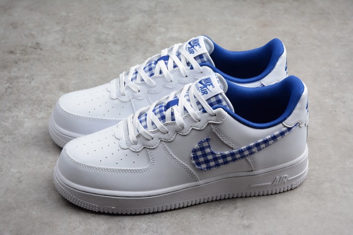 nike air force 1 qs “gingham pack” white/indigo force av6232-100