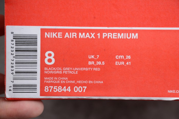nike air max 1 premium "bred" - nike - 875844-007