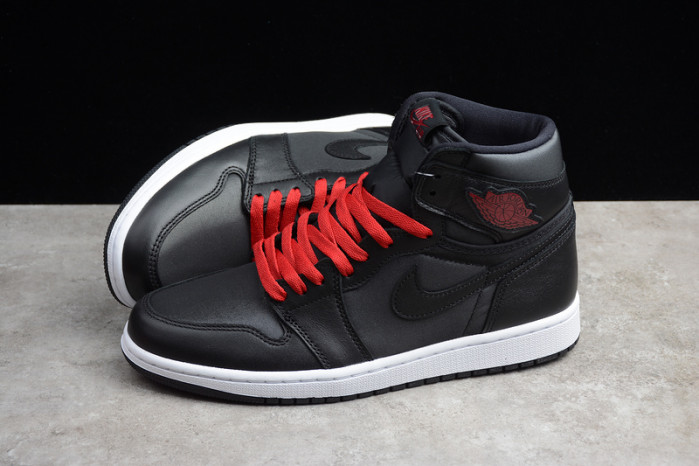 air jordan 1 retro high black satin gym red 555088-060