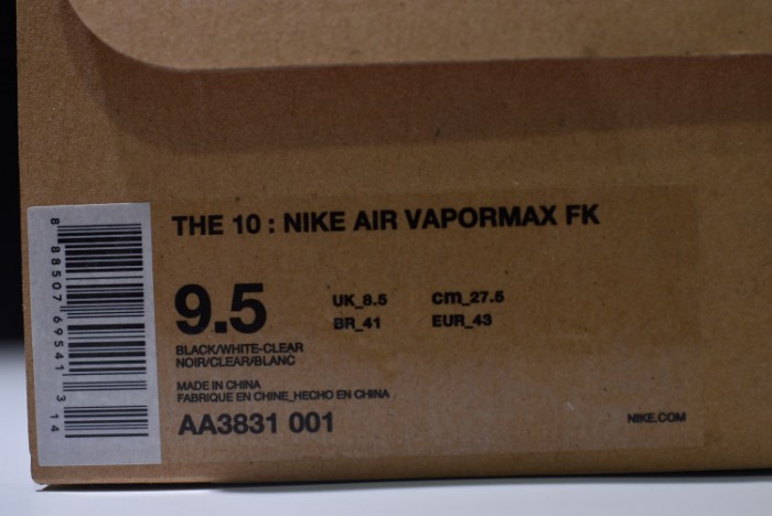 of x nike air vapormax fk aa3831-001