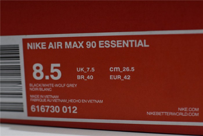 nike air max 90 essential black grey white 616730-012
