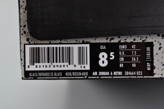 air jordan 6 retro black infrared (2019) 384664-060