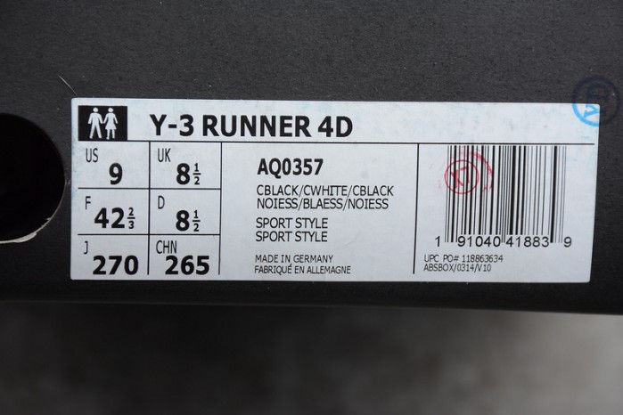 a*d*das y-3 runner 4d black white - aq0357