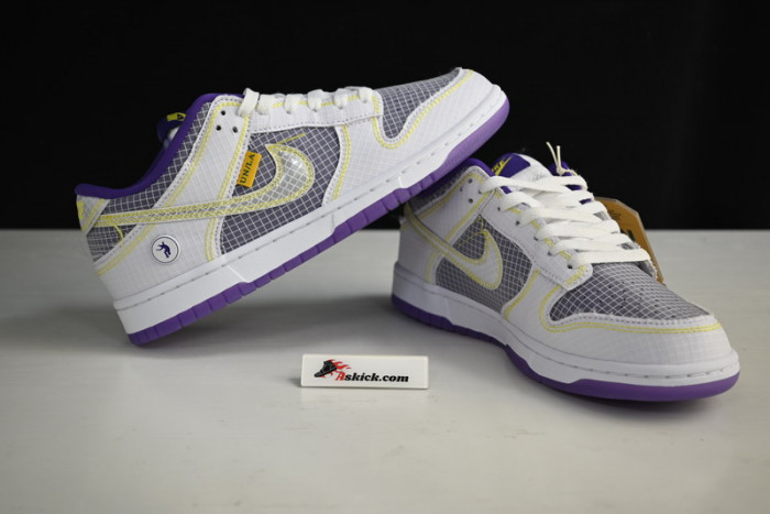 unlon x sb dunk low white purple dj9649-500