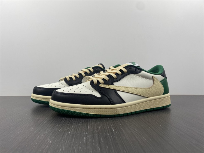 fragment design x travis scott x air jordan 1 low black/beige/green dm7866-128