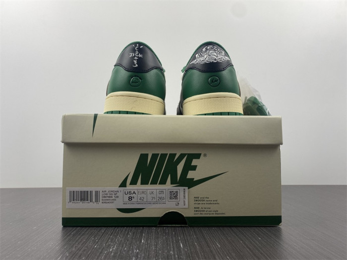 fragment design x travis scott x air jordan 1 low black/beige/green dm7866-128