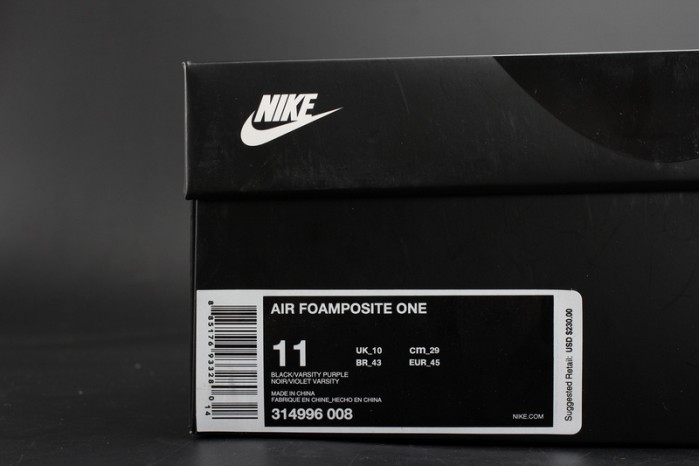 nike air foamposite one “eggplant” black/ varsity purple mens 314996-008